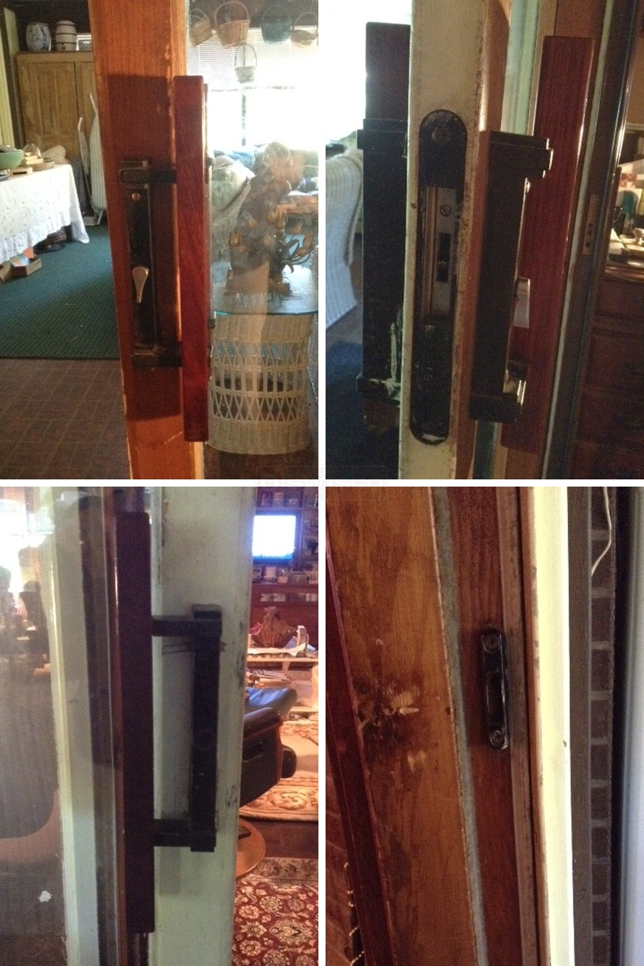 User submitted photos of patio door hardware.