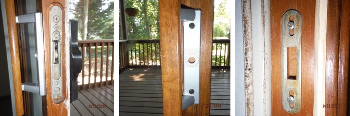 User submitted photos of patio door hardware.