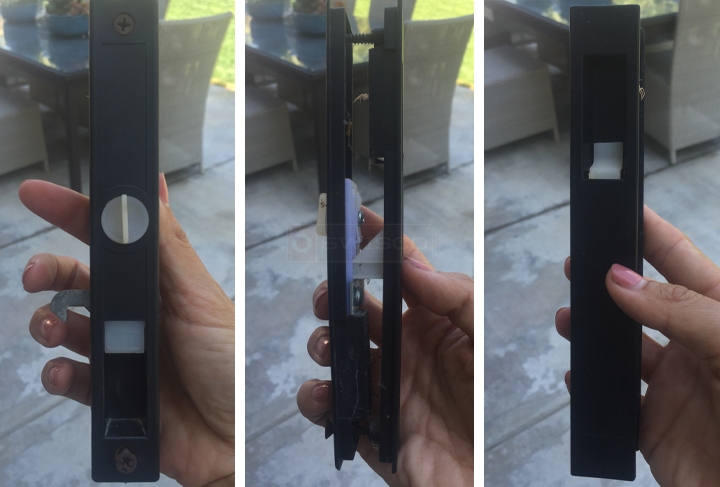 User submitted photos of patio door hardware.