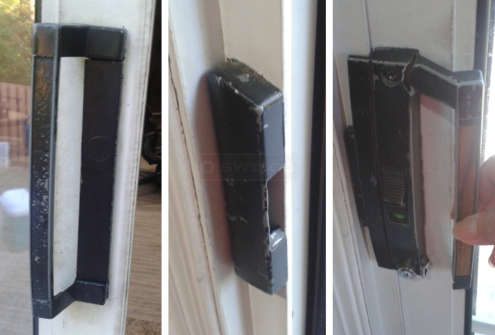 User submitted photos of patio door hardware.