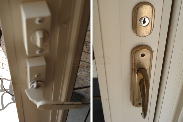 User submitted photos of storm door hardware.