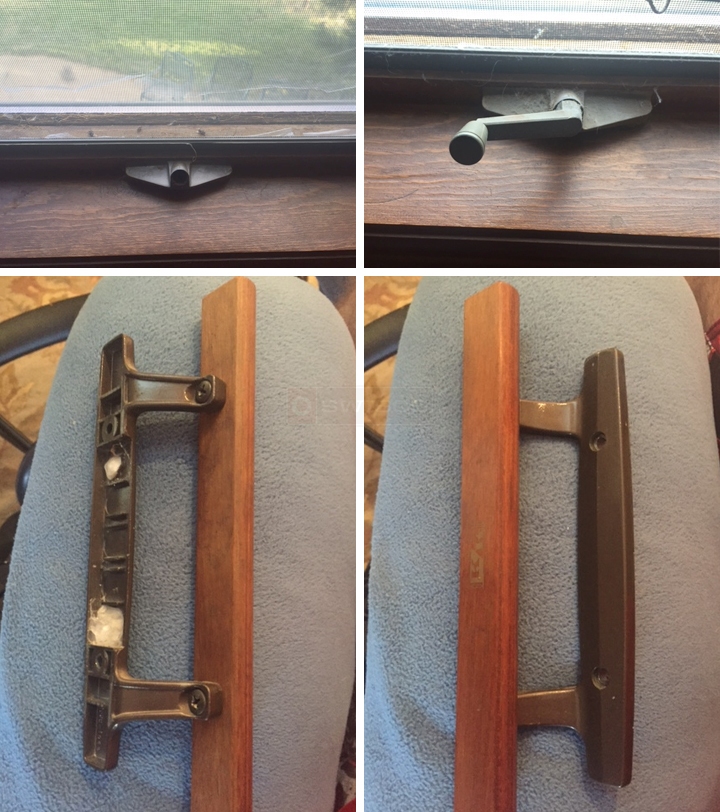 User submitted photos of a window operator and a patio door handle.