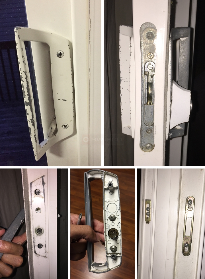 User submitted photos of patio door hardware.