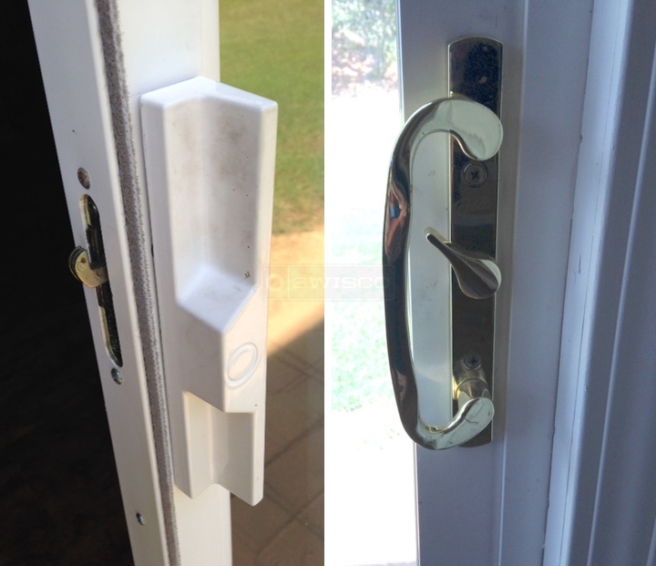 User submitted photos of patio door hardware.