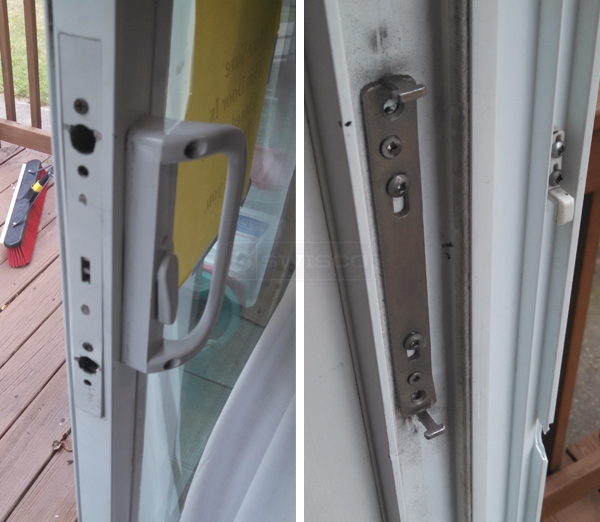 User submitted photos of patio door hardware.