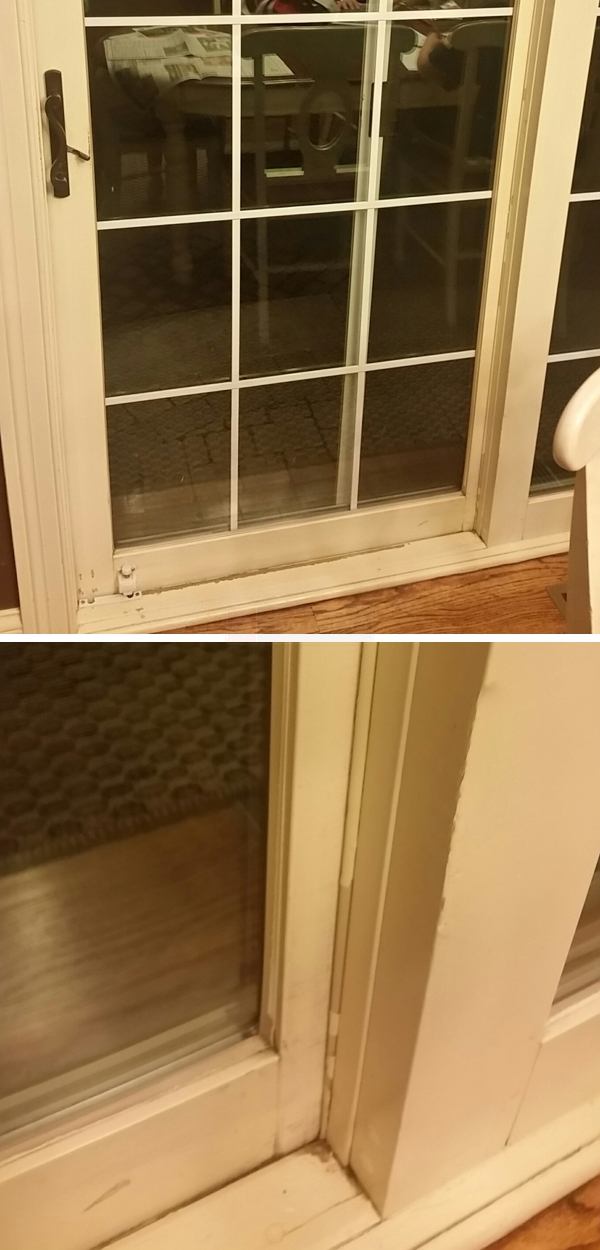 User submitted photos of patio door hardware.