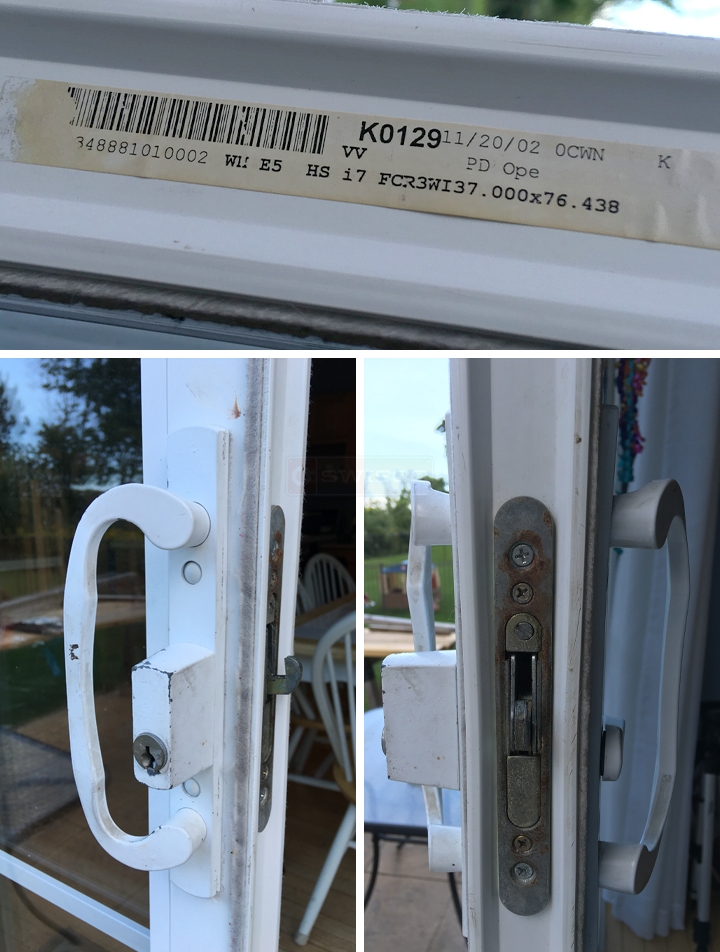 User submitted photos of patio door hardware.