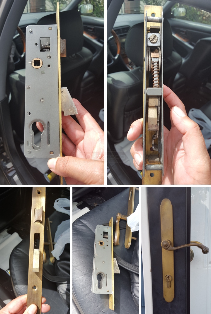 User submitted photos of patio door hardware.