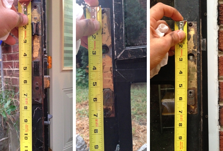 User submitted photos of storm door hardware.