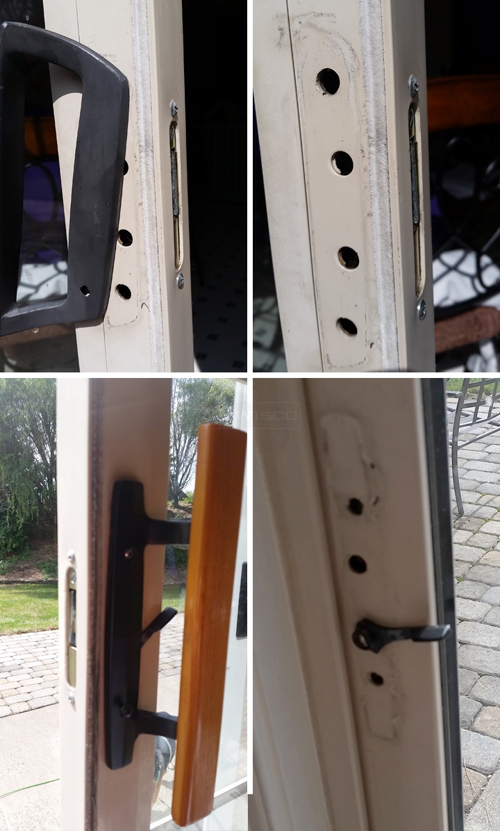 User submitted photos of patio door hardware.