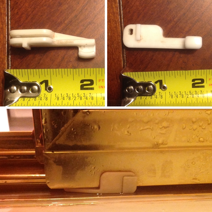 User submitted photos of shower door hardware.