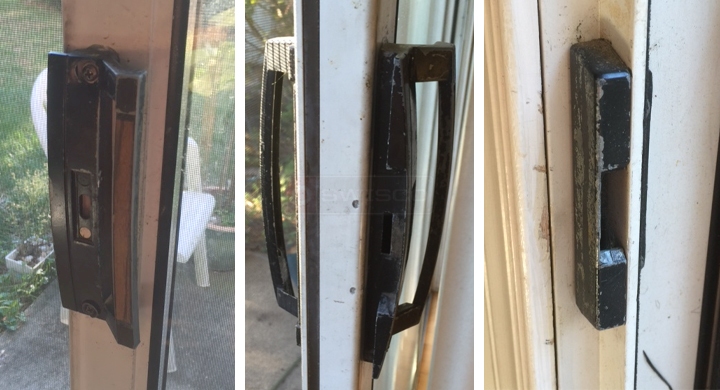 User submitted photos of patio door hardware.