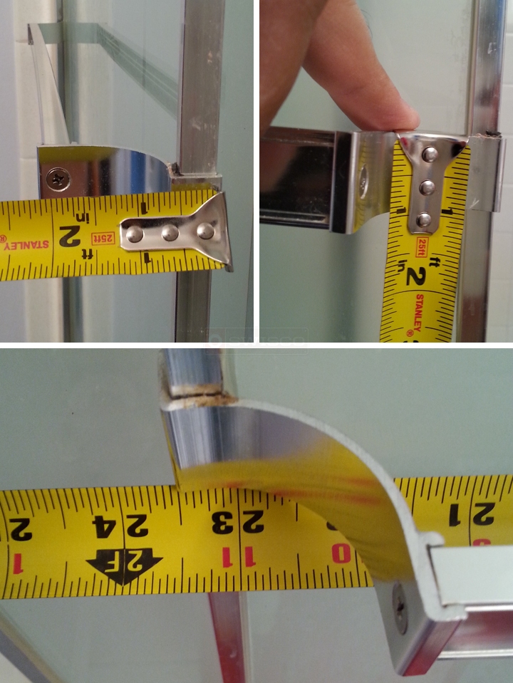 User submitted photos of shower door hardware.