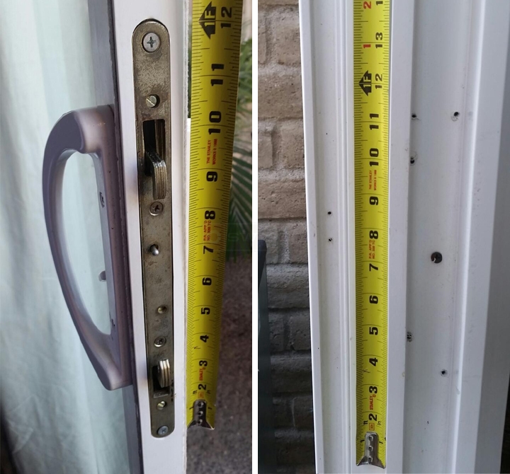 User submitted photos of patio door hardware.