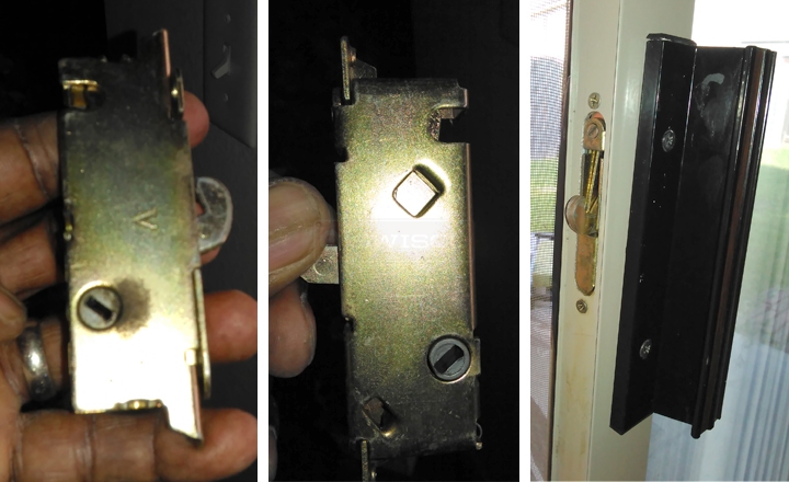 User submitted photos of patio door hardware.