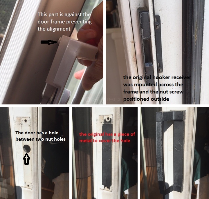 User submitted photos of patio door hardware.