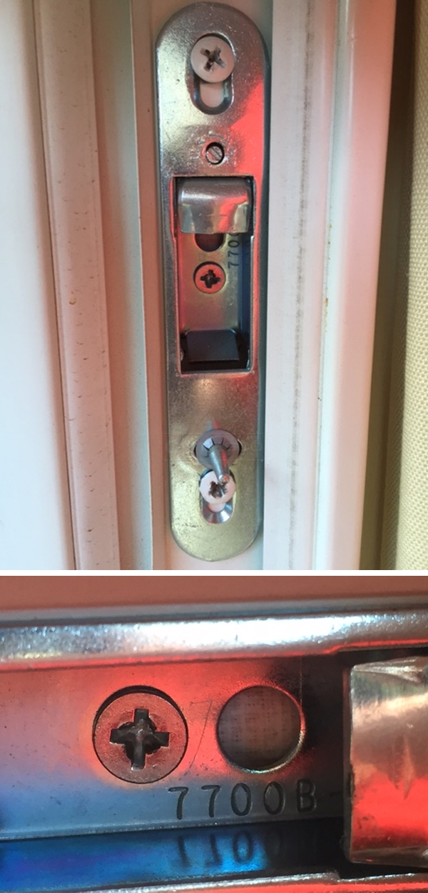 User submitted photos of patio door hardware.