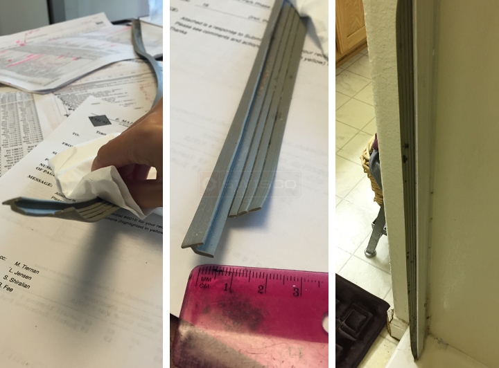 User submitted photos of shower door hardware.