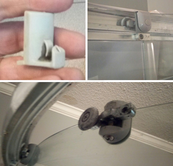 User submitted photos of shower door hardware.