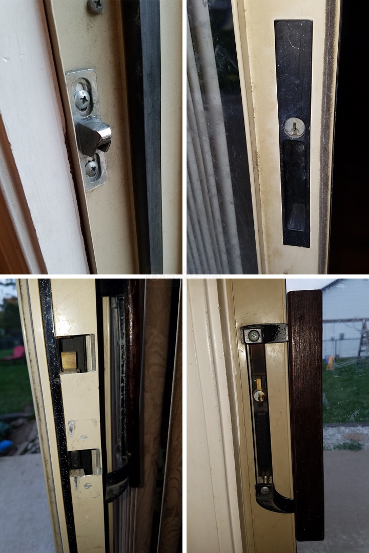 User submitted photos of patio door hardware.