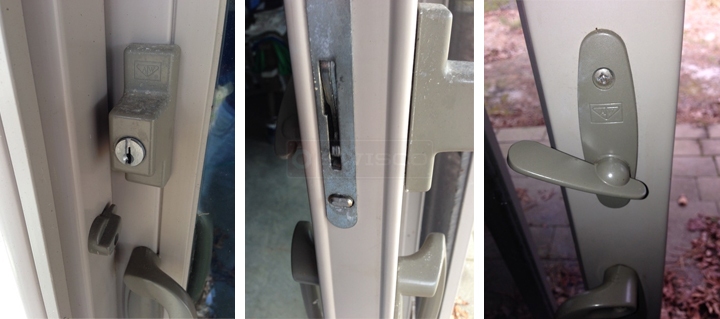 User submitted photos of patio door hardware.