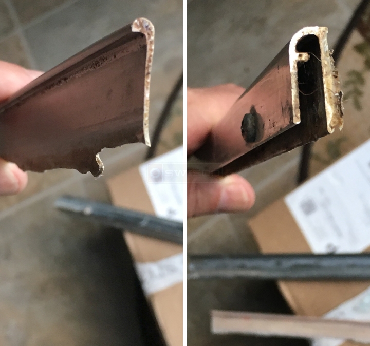 User submitted photos of shower door hardware.