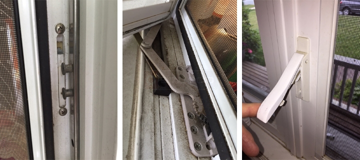 User submitted photos of window hardware.