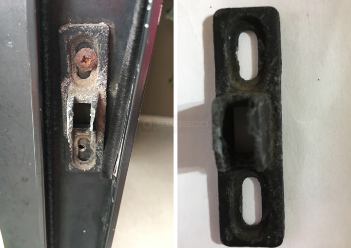 User submitted photos of patio door hardware.