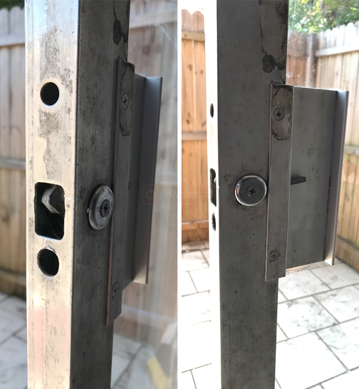 User submitted photos of patio door hardware.