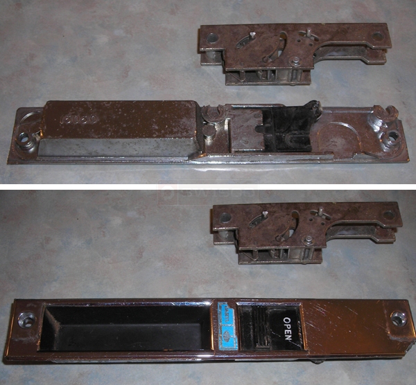 User submitted photos of patio door hardware.