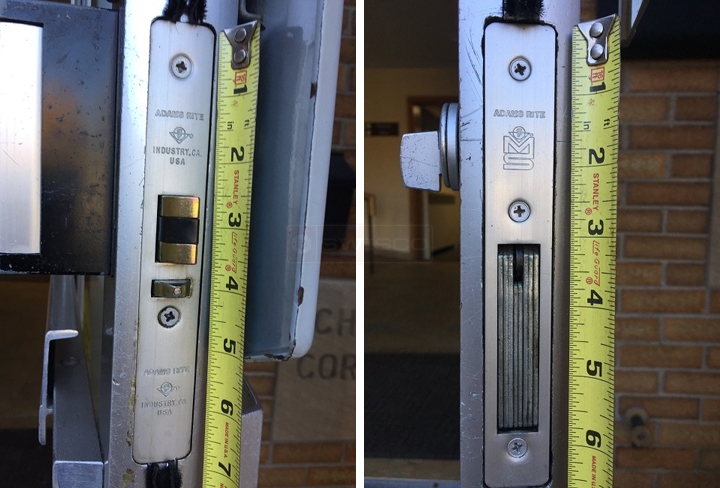 User submitted photos of commercial door hardware.