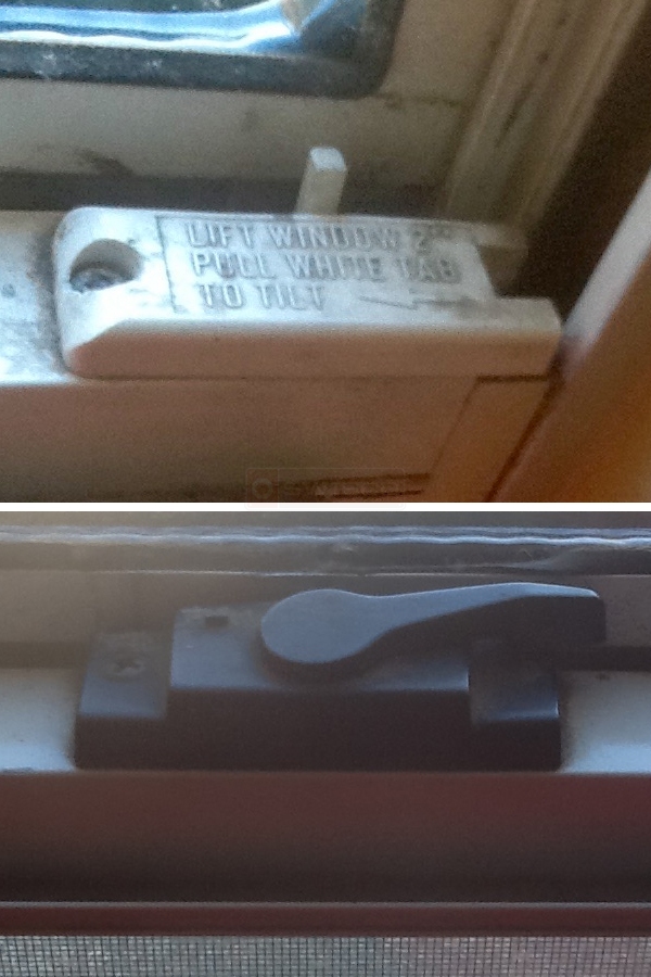 User submitted photos of window hardware.