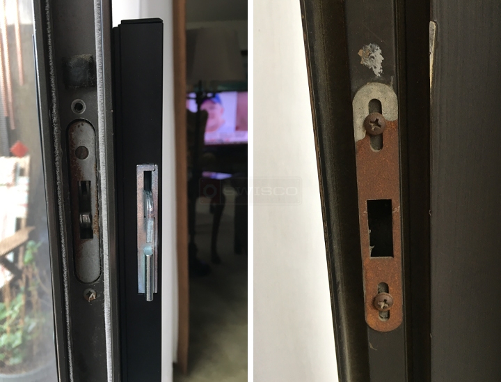 User submitted photos of patio door hardware.