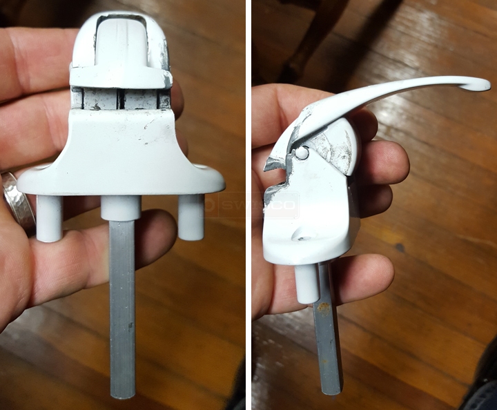 User submitted photos of a storm door handle.