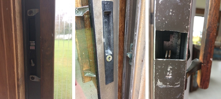 User submitted photos of patio door hardware.
