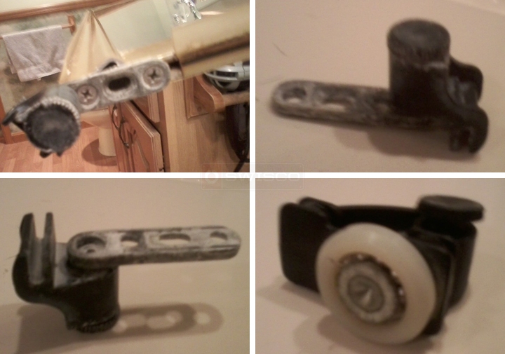 User submitted photos of shower door hardware.