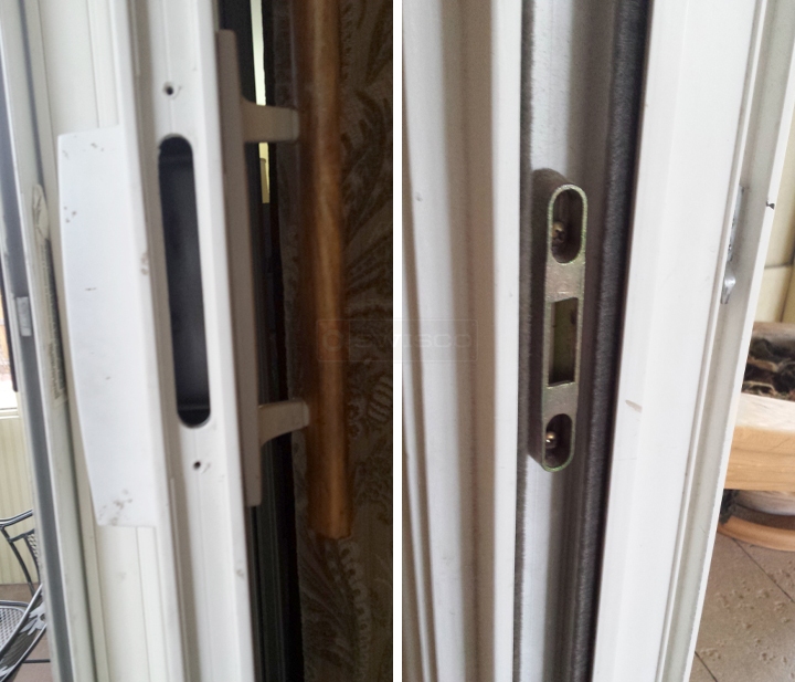 User submitted photos of patio door hardware.