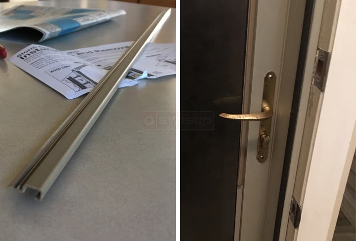 User submitted photos of storm door hardware.