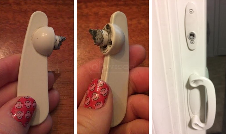 User submitted photos of patio door hardware.
