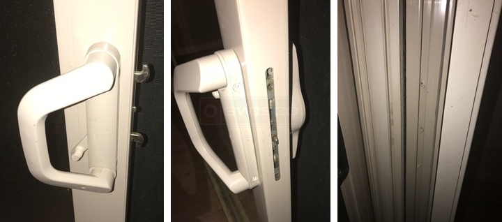 User submitted photos of patio door hardware.