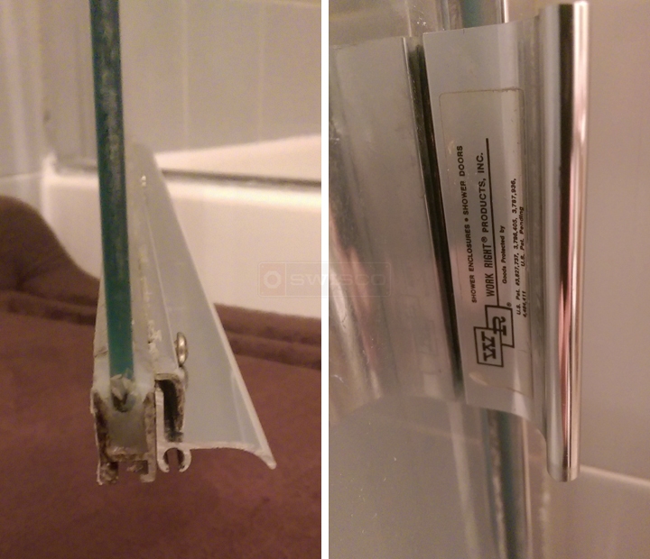 User submitted photos of shower door hardware.