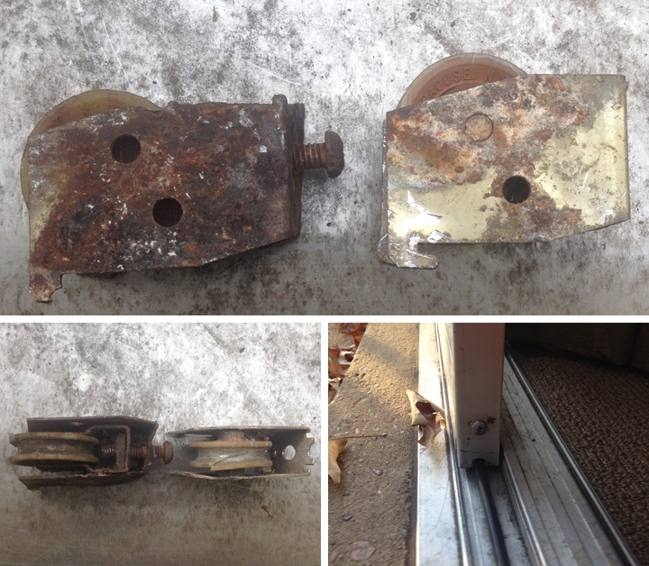 User submitted photos of patio door hardware.