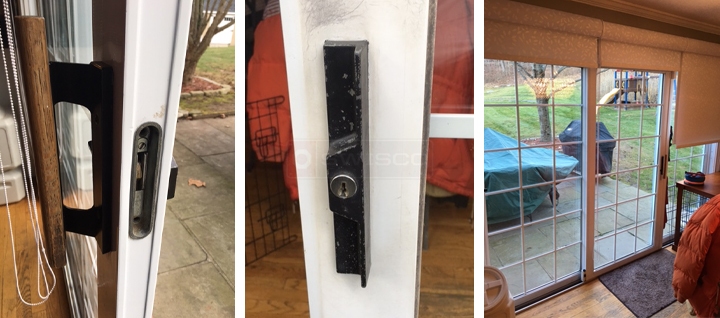 User submitted photos of patio door hardware.