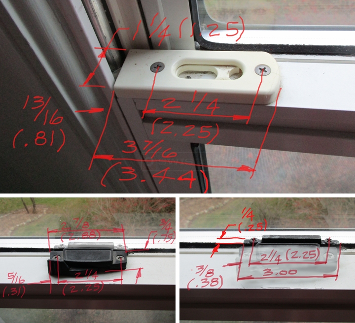 User submitted photos of window hardware.