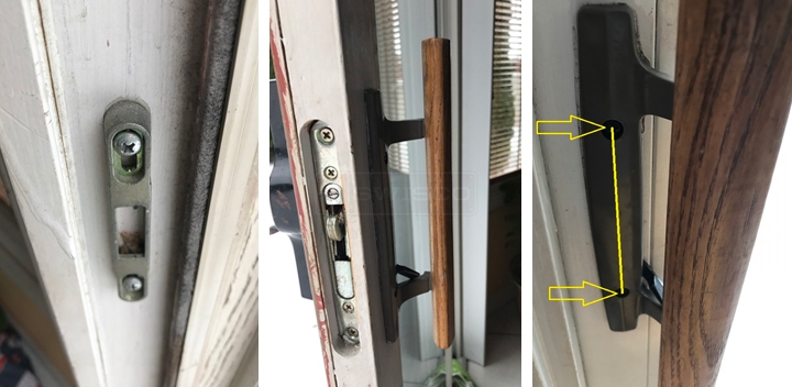 User submitted photos of patio door hardware.