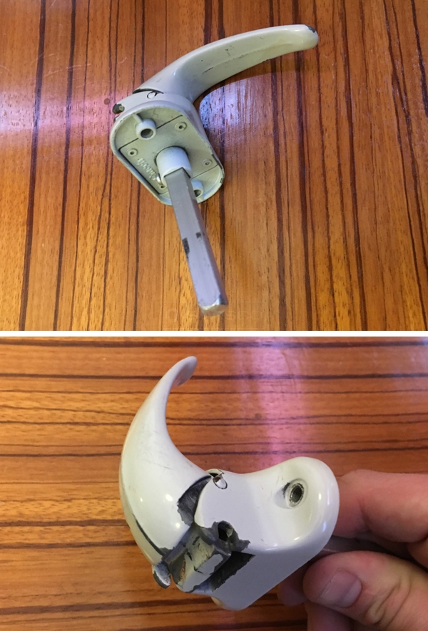 User submitted photos of a storm door handle.