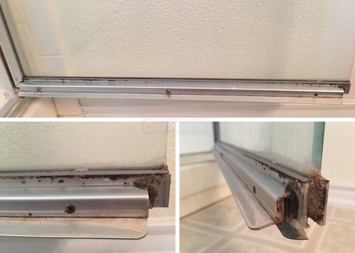 User submitted photos of a shower door sweep.