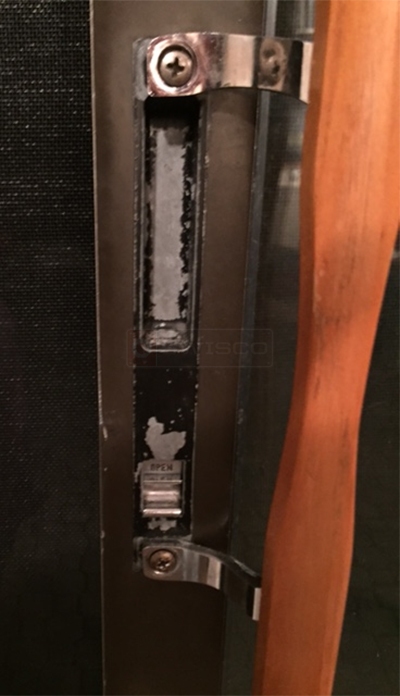 User submitted photos of patio door hardware.