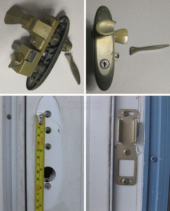 User submitted photos of storm door hardware.