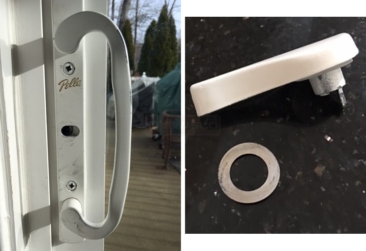 User submitted photos of patio door hardware.